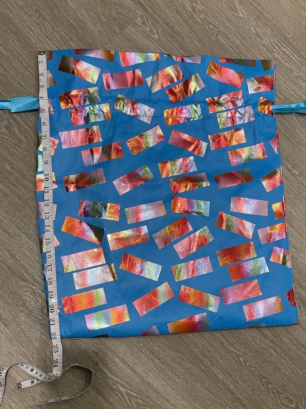 EUC Amazon Reusable Multi-Color Drawstring Satchel Gift Bag, 22” X 19 & 1/2”
